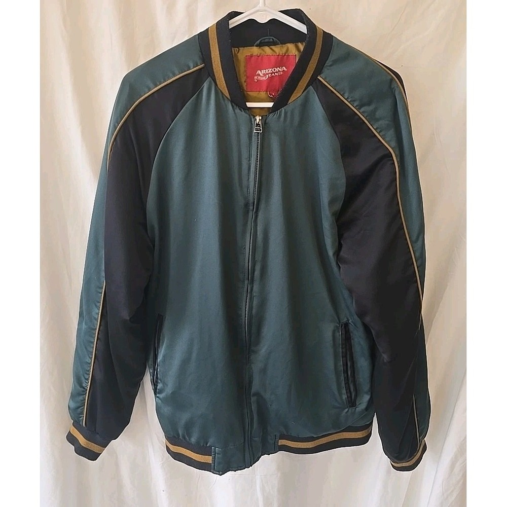 Arizona Jean Co Men's Varsity Jacket Size S Black/Green/Bronze Y2K 90's Full-zip